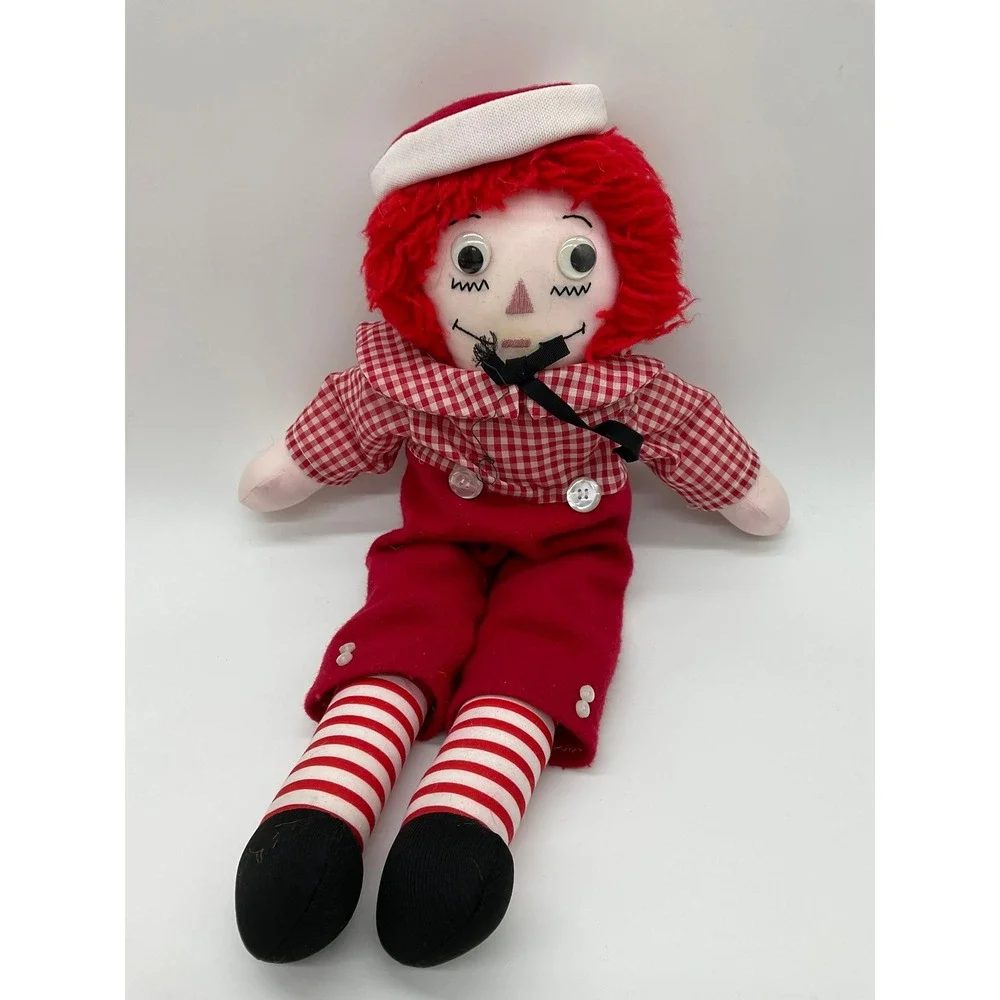 Handmade Raggedy Ann and Andy Plush Doll Set Unisex OS Red Vintage Ragdoll Pair